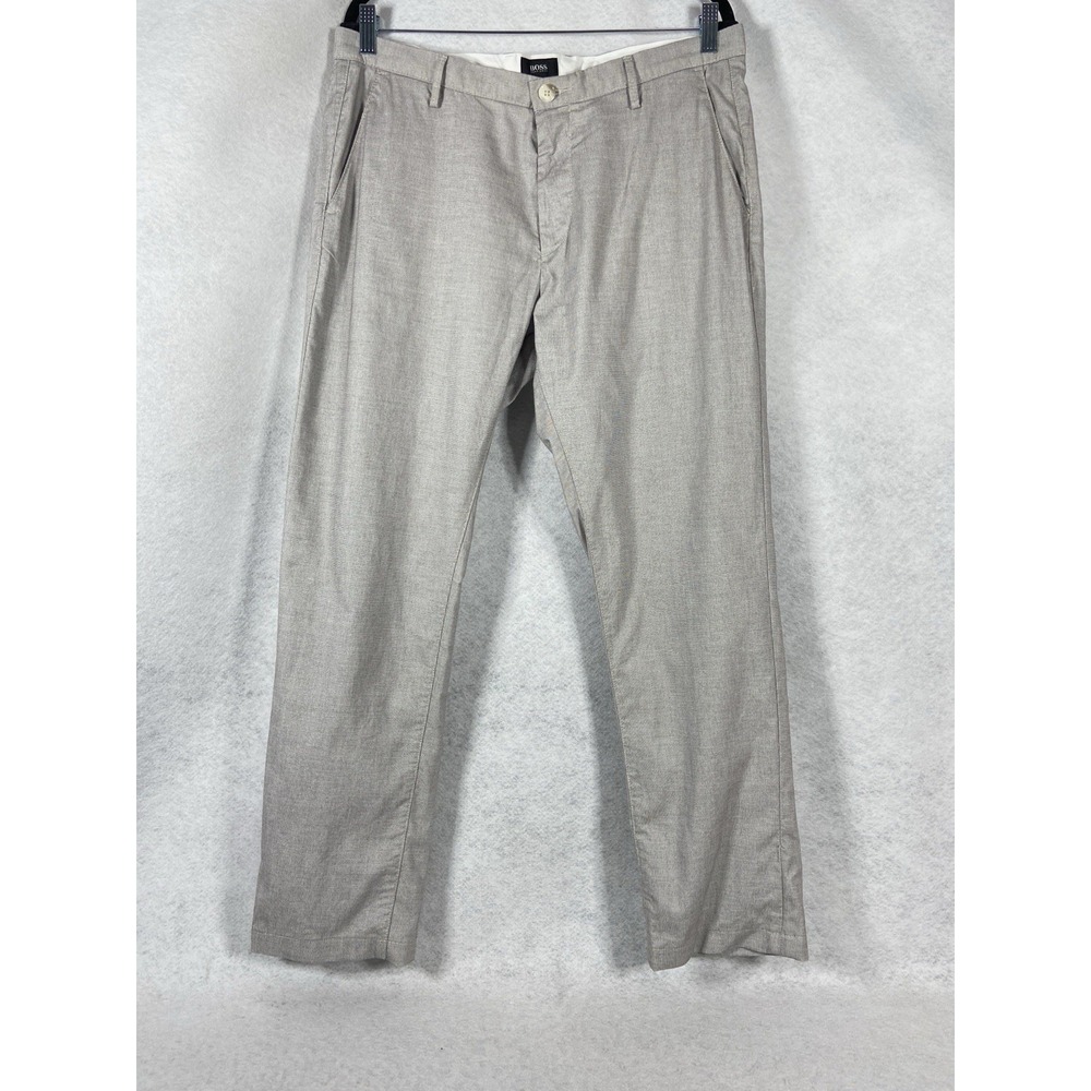 Hugo Boss Rice Pants Mens 36x30 Gray Slim Fit Straight Leg Stretch Cotton EUC